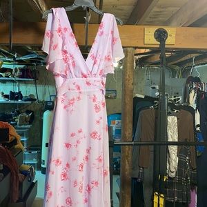 Light purple flutter sleeve maxi dress